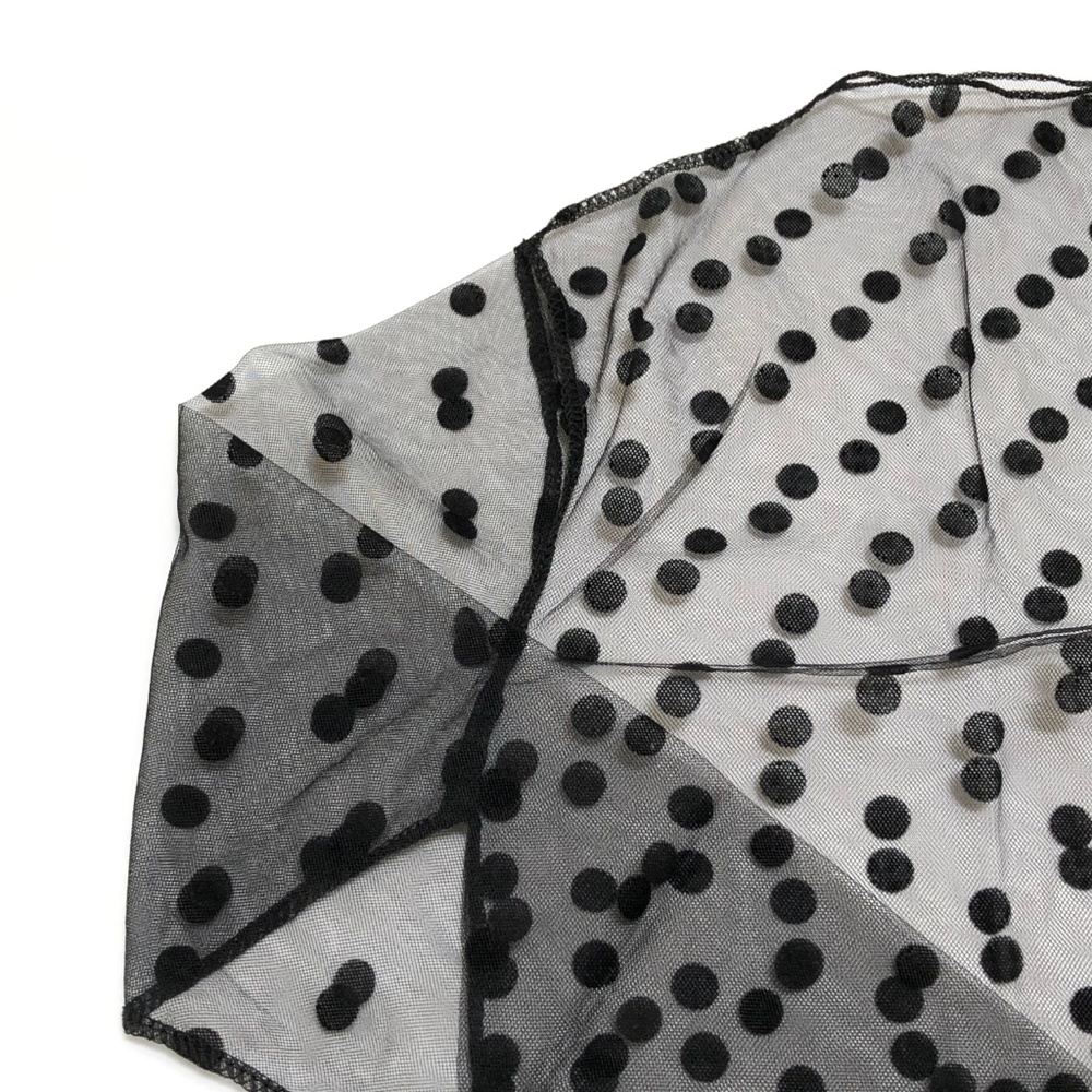 NEW Black Sheer Mesh Blouse Polka Dot Top S to MP - Picture 6 of 8